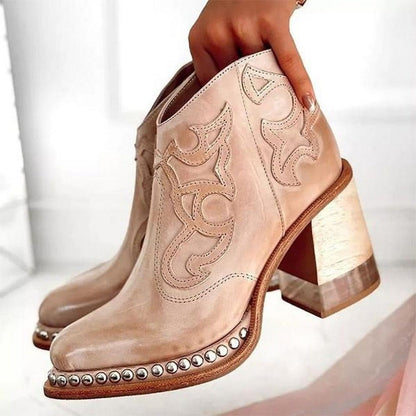 Nadine – Western Ankle Boot with Stud Detail