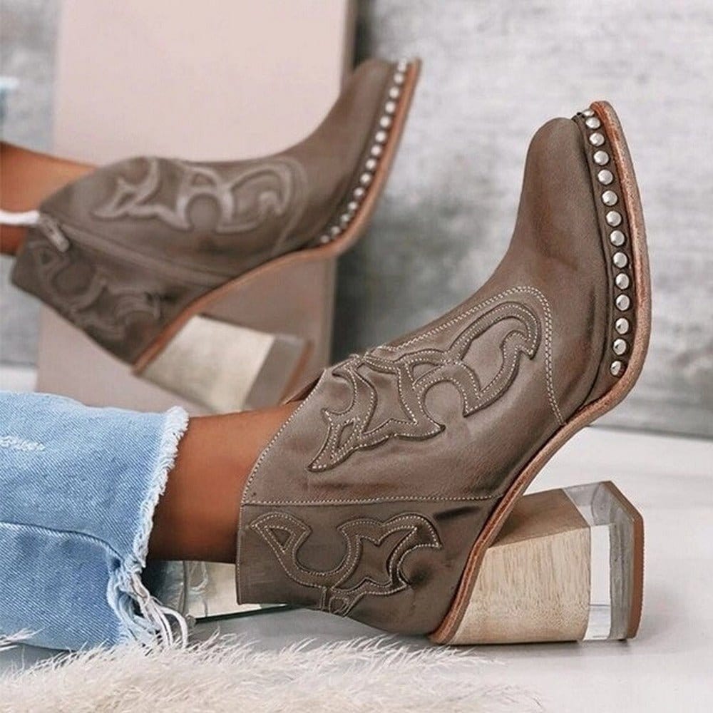 Nadine – Western Ankle Boot with Stud Detail