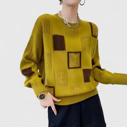 Marjorie – Openwork Patchwork Knit Jumper