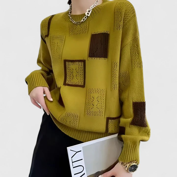 Marjorie – Openwork Patchwork Knit Jumper