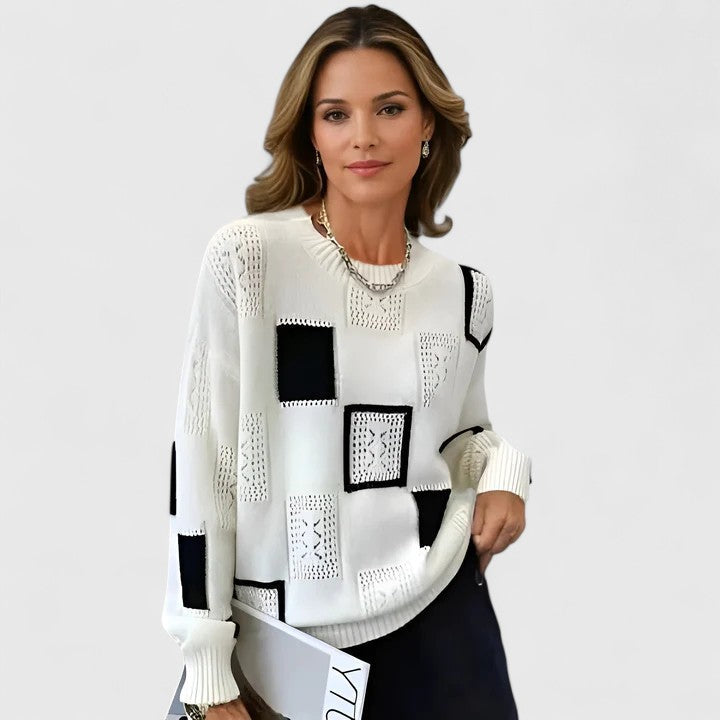 Marjorie – Openwork Patchwork Knit Jumper