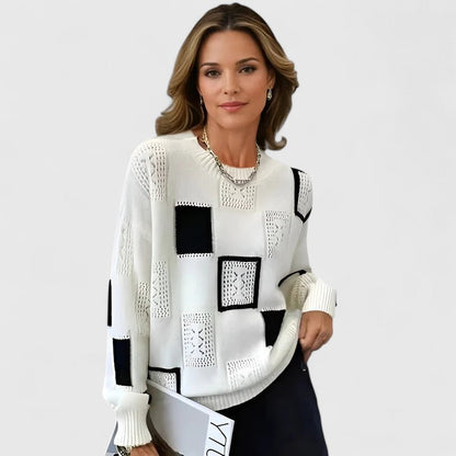 Marjorie – Openwork Patchwork Knit Jumper