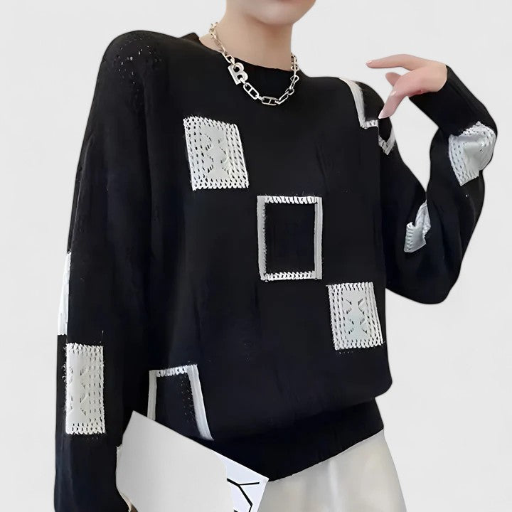 Marjorie – Openwork Patchwork Knit Jumper