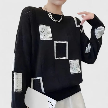 Marjorie – Openwork Patchwork Knit Jumper