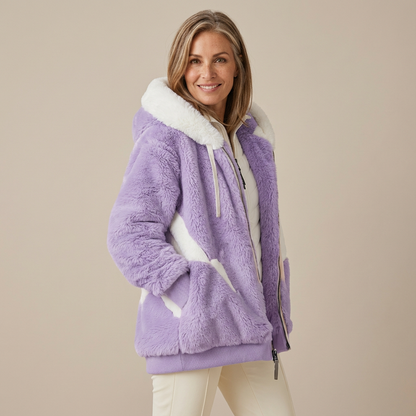 Georgette – Striped Faux Fur Hooded Jacket