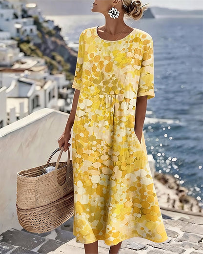 Jennifer – Abstract Floral Print Midi Dress