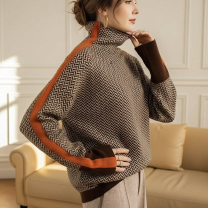 Marcella – Herringbone Turtleneck Jumper