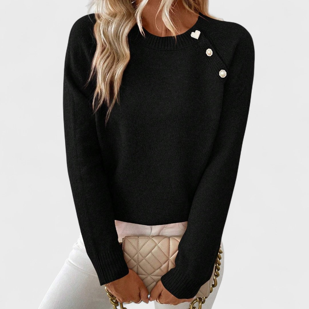 Diane – Knit Jumper with Pearl Button Detail