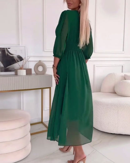 Emmaline | V-Neck Solid Colour Waist Dress