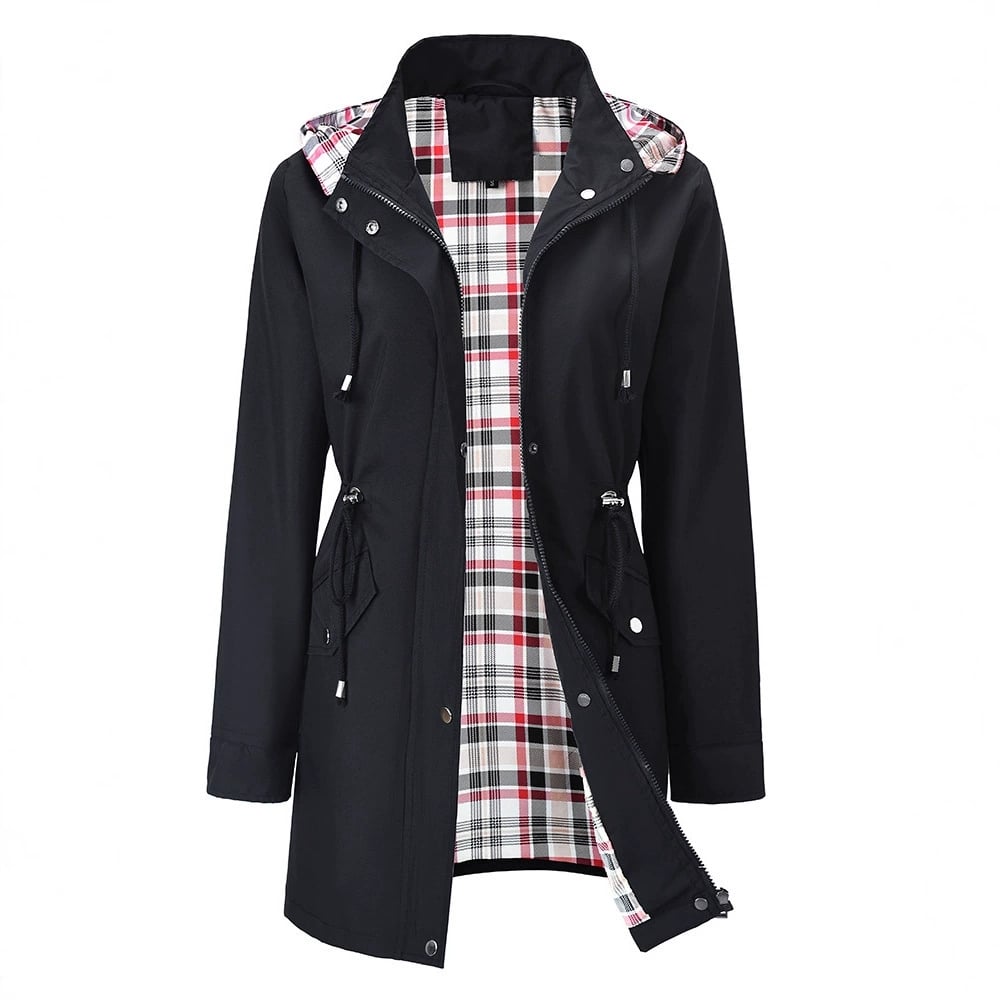 Kristy – Hooded Windproof Jacket with Checked Lining