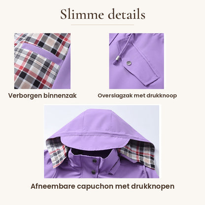 Kristy – Hooded Windproof Jacket with Checked Lining