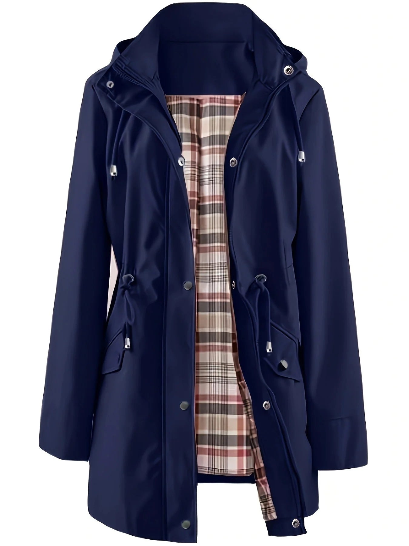 Kristy – Hooded Windproof Jacket with Checked Lining