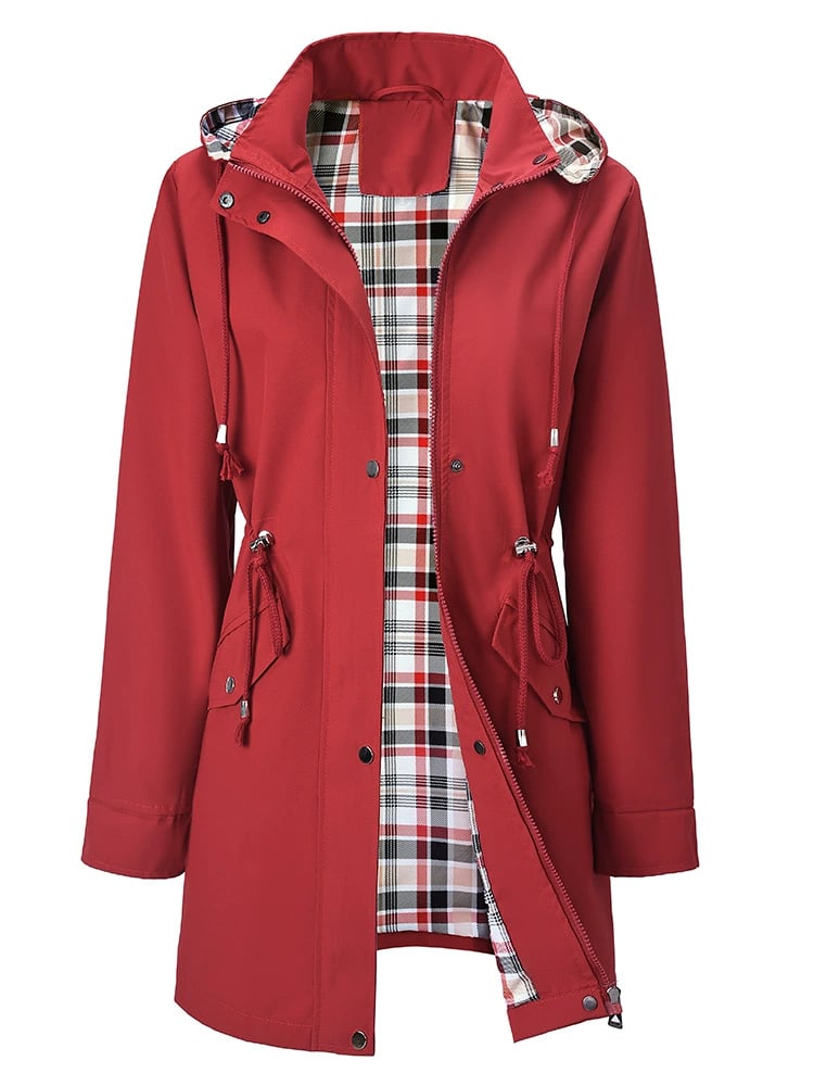 Kristy – Hooded Windproof Jacket with Checked Lining