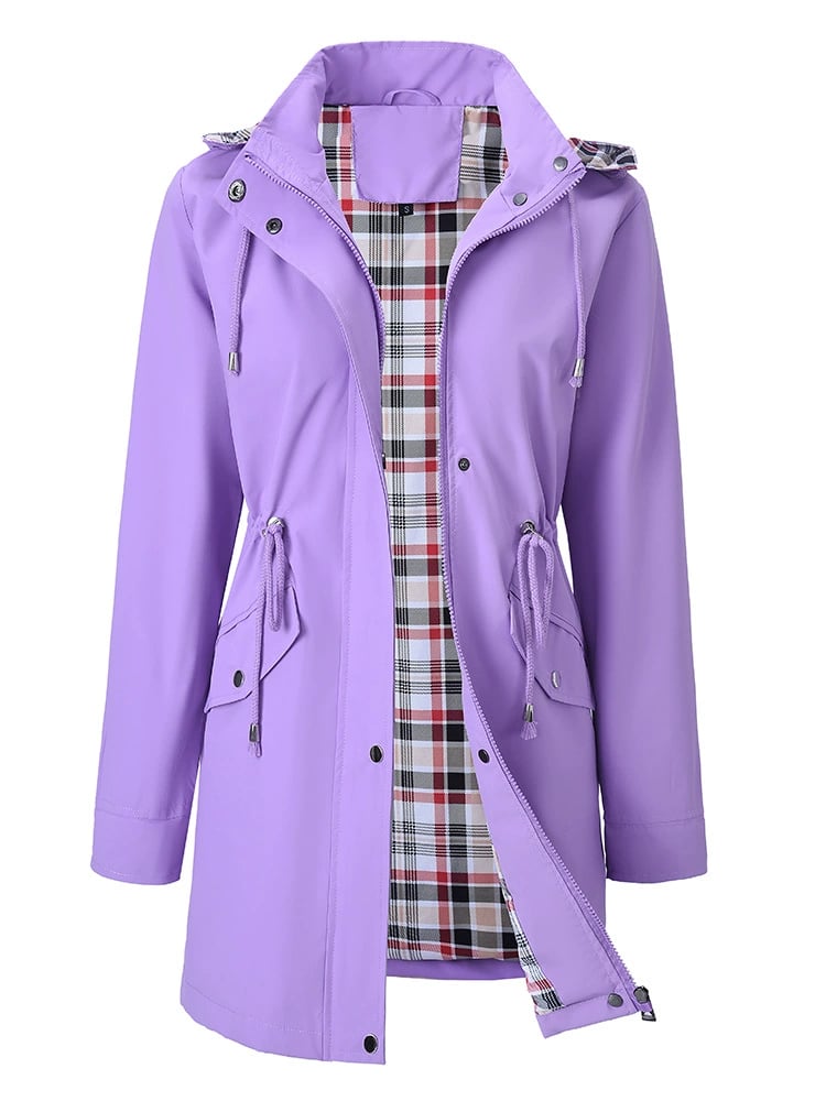 Kristy – Hooded Windproof Jacket with Checked Lining