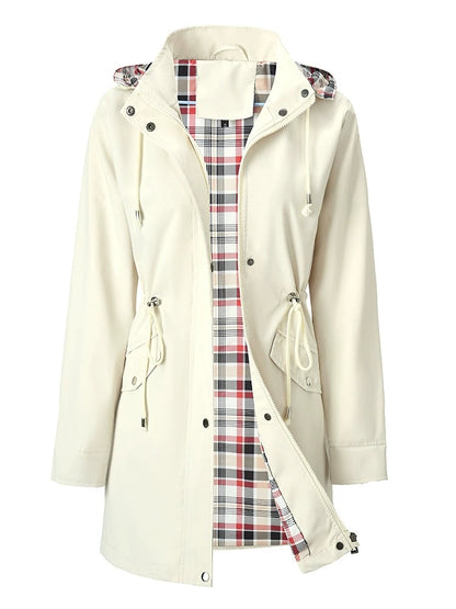 Kristy – Hooded Windproof Jacket with Checked Lining
