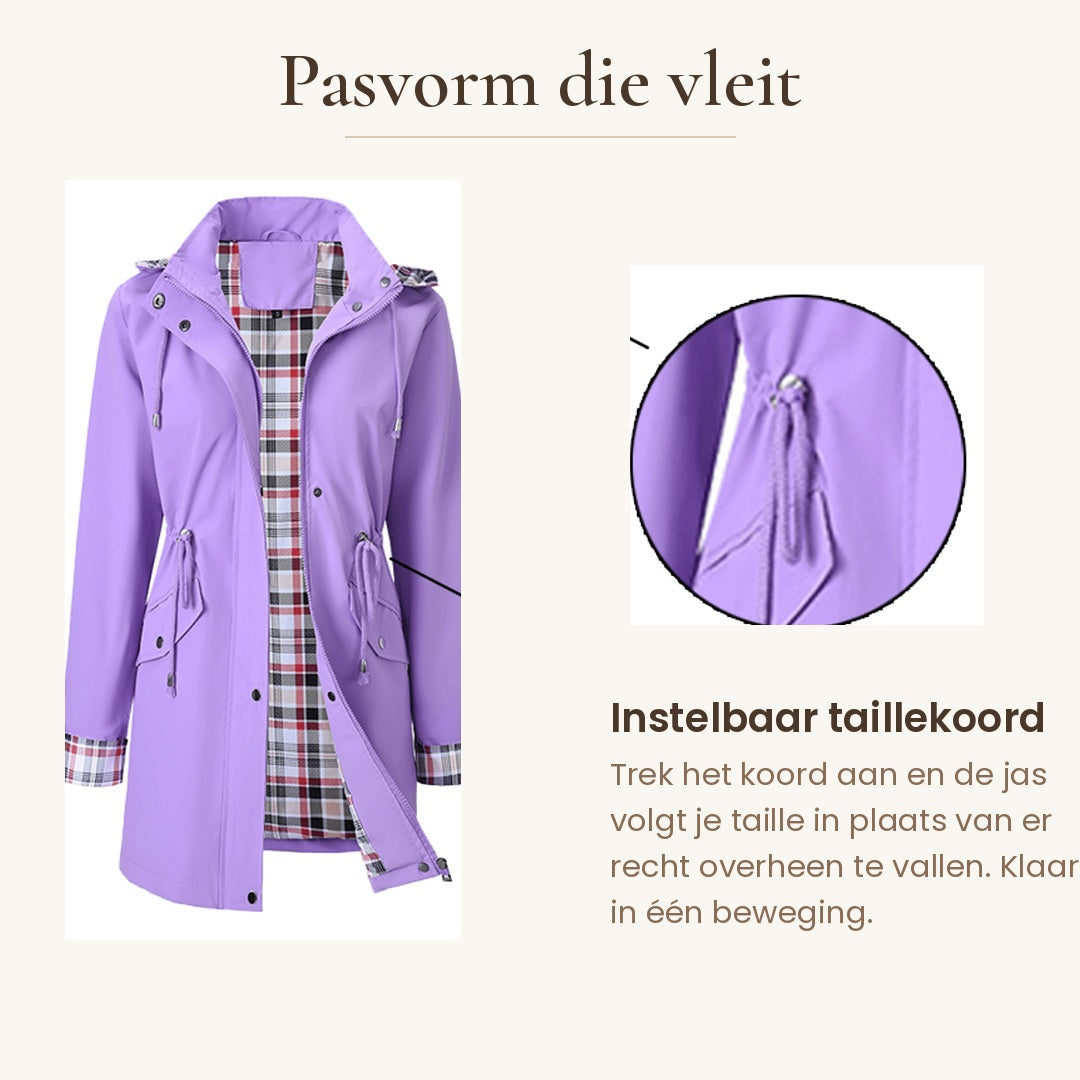 Kristy – Hooded Windproof Jacket with Checked Lining