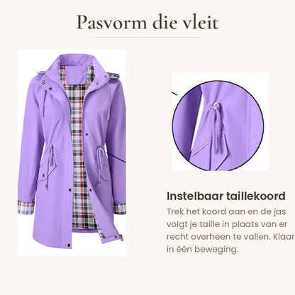 Kristy – Hooded Windproof Jacket with Checked Lining