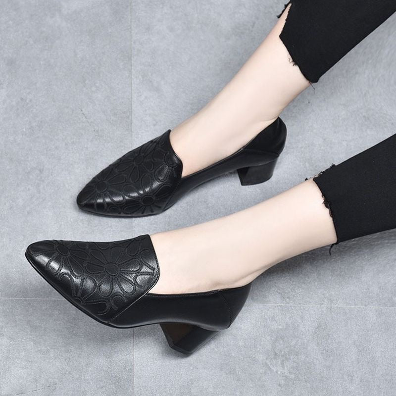 Audrina | Soft Leather Embroidered Pumps