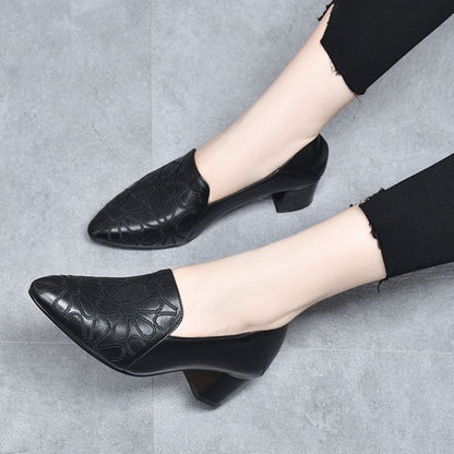 Audrina | Soft Leather Embroidered Pumps