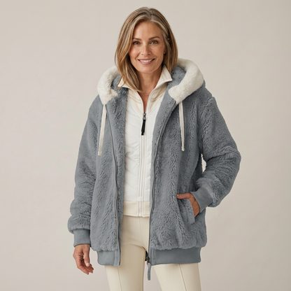 Georgette – Striped Faux Fur Hooded Jacket