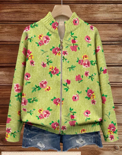 Katherine – Floral Zip-Up Bomber Jacket