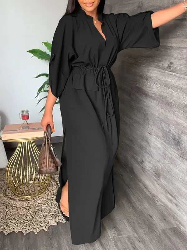 Henrietta – Drawstring Waist Maxi Dress
