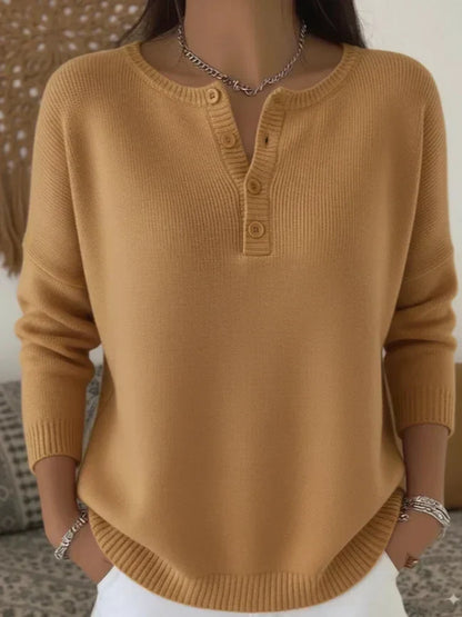 Andrea – Elegant Henley Knit Jumper