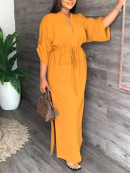 Henrietta – Drawstring Waist Maxi Dress