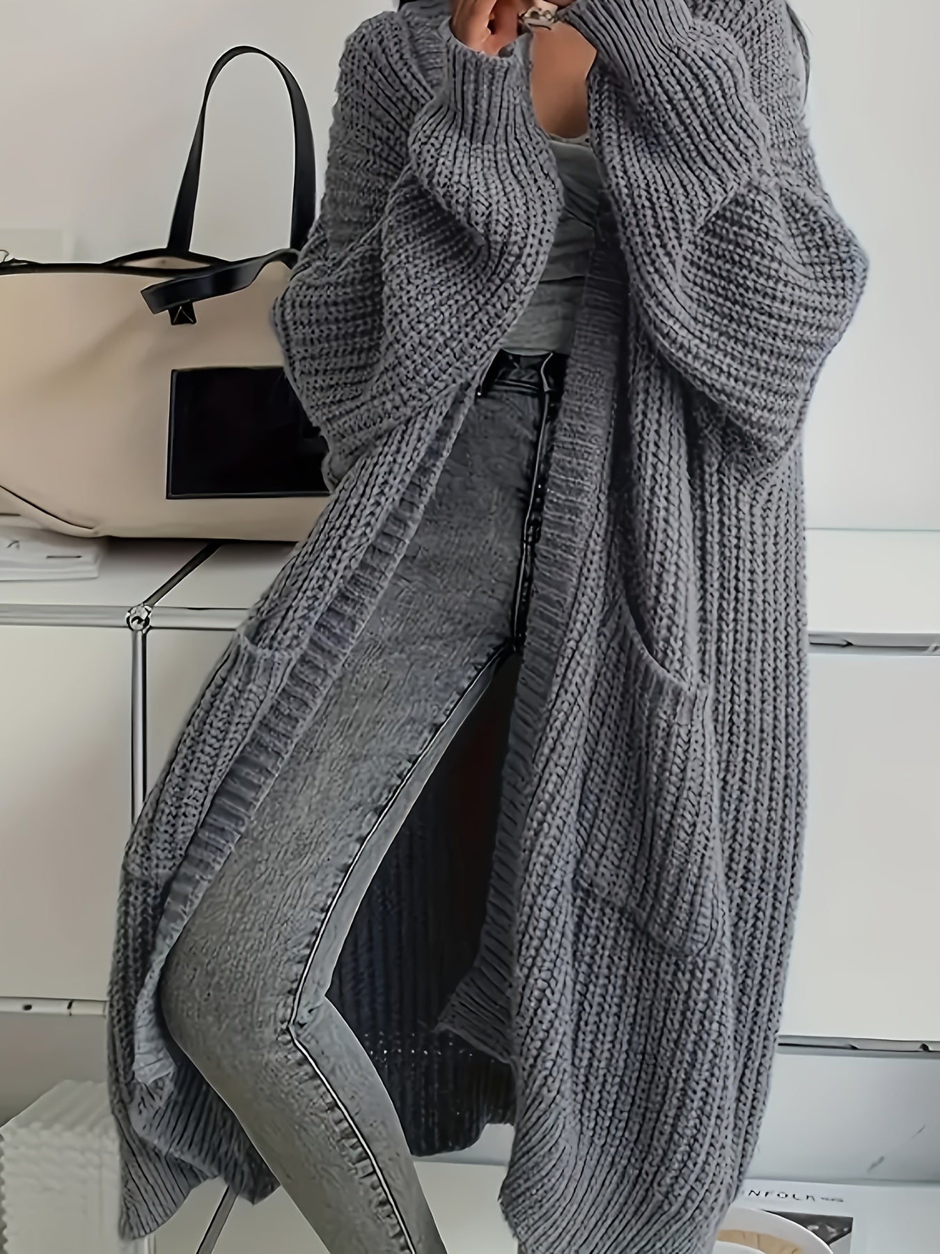 Kari – Longline Chunky Knit Open Cardigan
