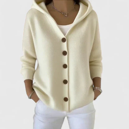 Marilyn – Hooded Button-Down Knit Cardigan