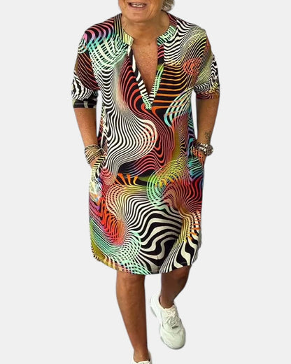 Celine | Colourful V-Neck Dress
