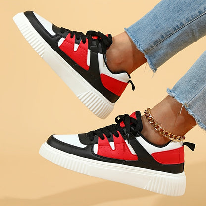 Janet – Lace-Up Colourblock Platform Sneakers