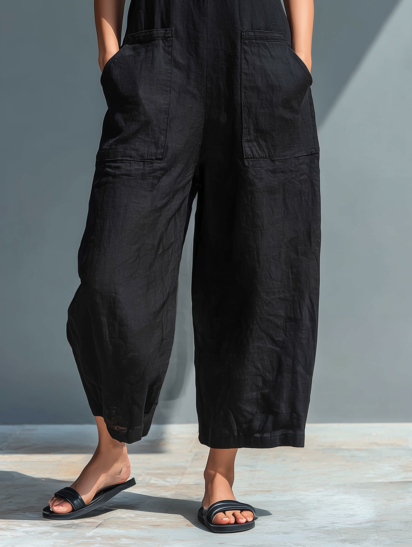 Michelle – Relaxed Linen-Look Sleeveless Jumpsuit