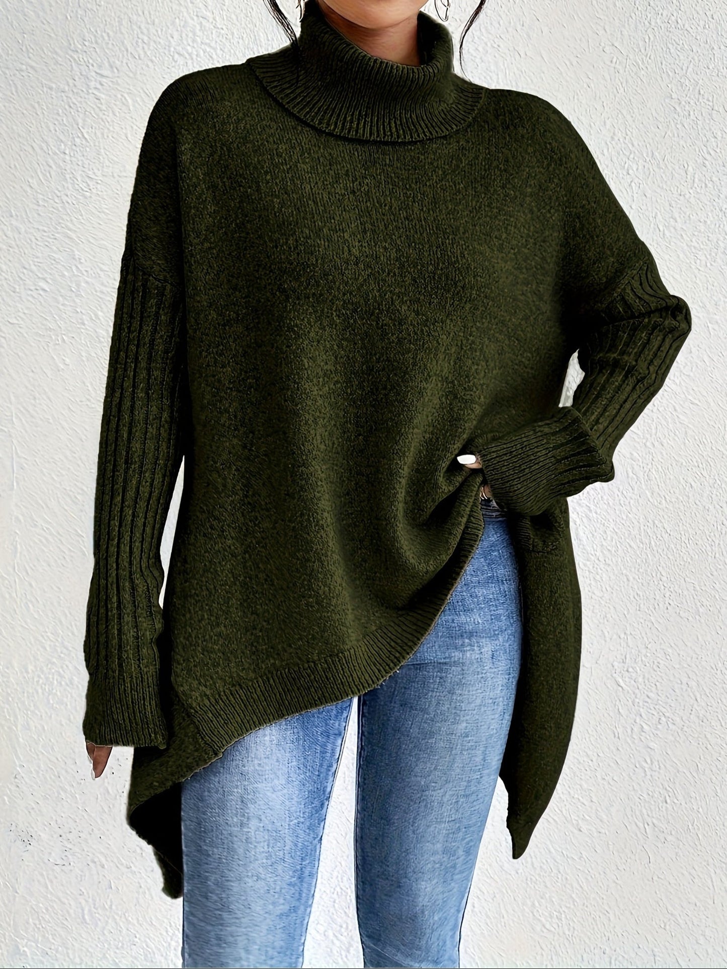 Karen – Oversized Turtleneck Knit Jumper