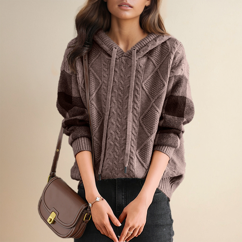 Jessica – Cable Knit Hooded Jumper