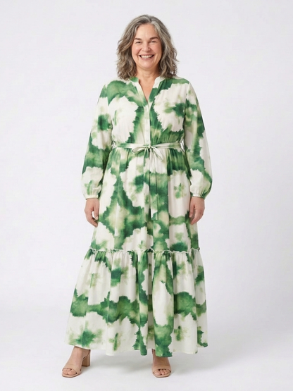 Lavinia | Long Sleeve Tie Waist Tiered Maxi Dress