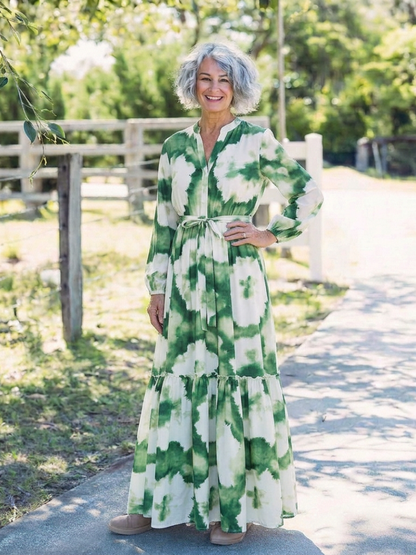 Lavinia | Long Sleeve Tie Waist Tiered Maxi Dress