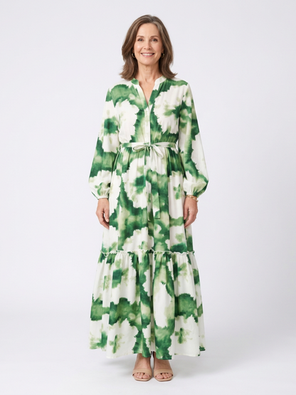 Lavinia | Long Sleeve Tie Waist Tiered Maxi Dress