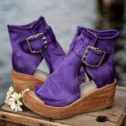Imogene – Wedge Platform Buckle Sandal Boots