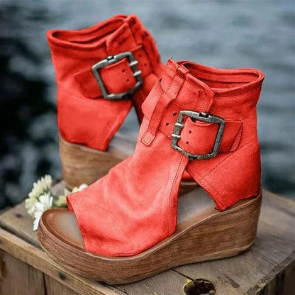 Imogene – Wedge Platform Buckle Sandal Boots