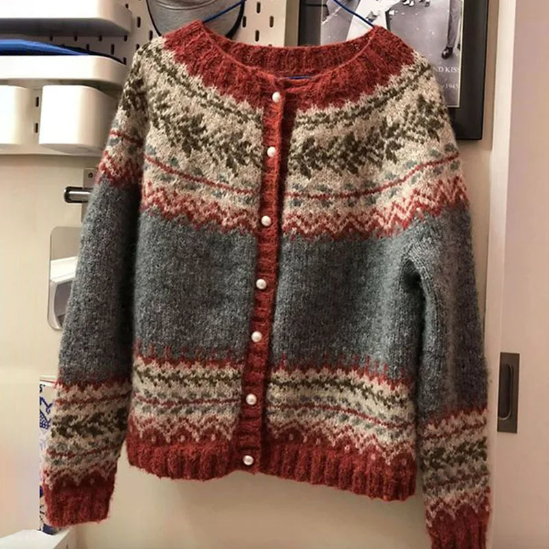 Opal – Fair Isle Knit Button-Up Cardigan