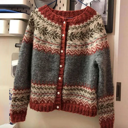 Opal – Fair Isle Knit Button-Up Cardigan
