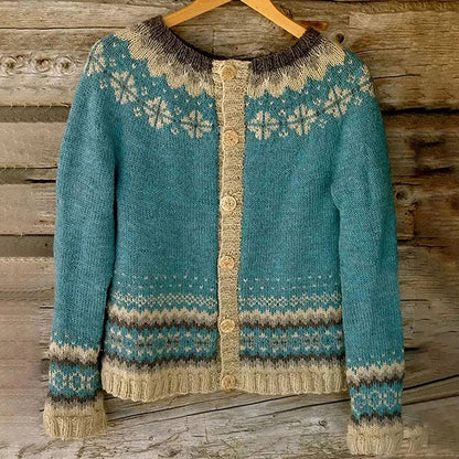 Nellie – Fair Isle Knit Button-Up Cardigan