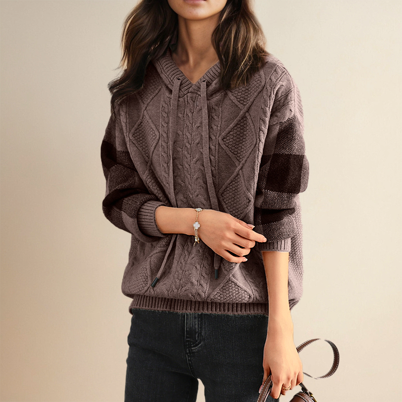 Jessica – Cable Knit Hooded Jumper