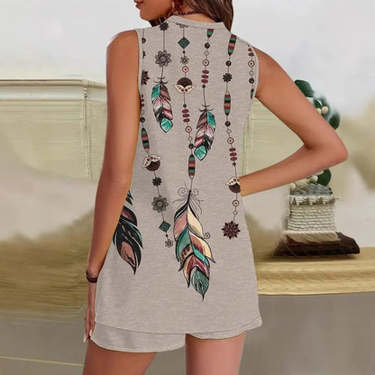 Sora | Boho Lounge Set with Feathers