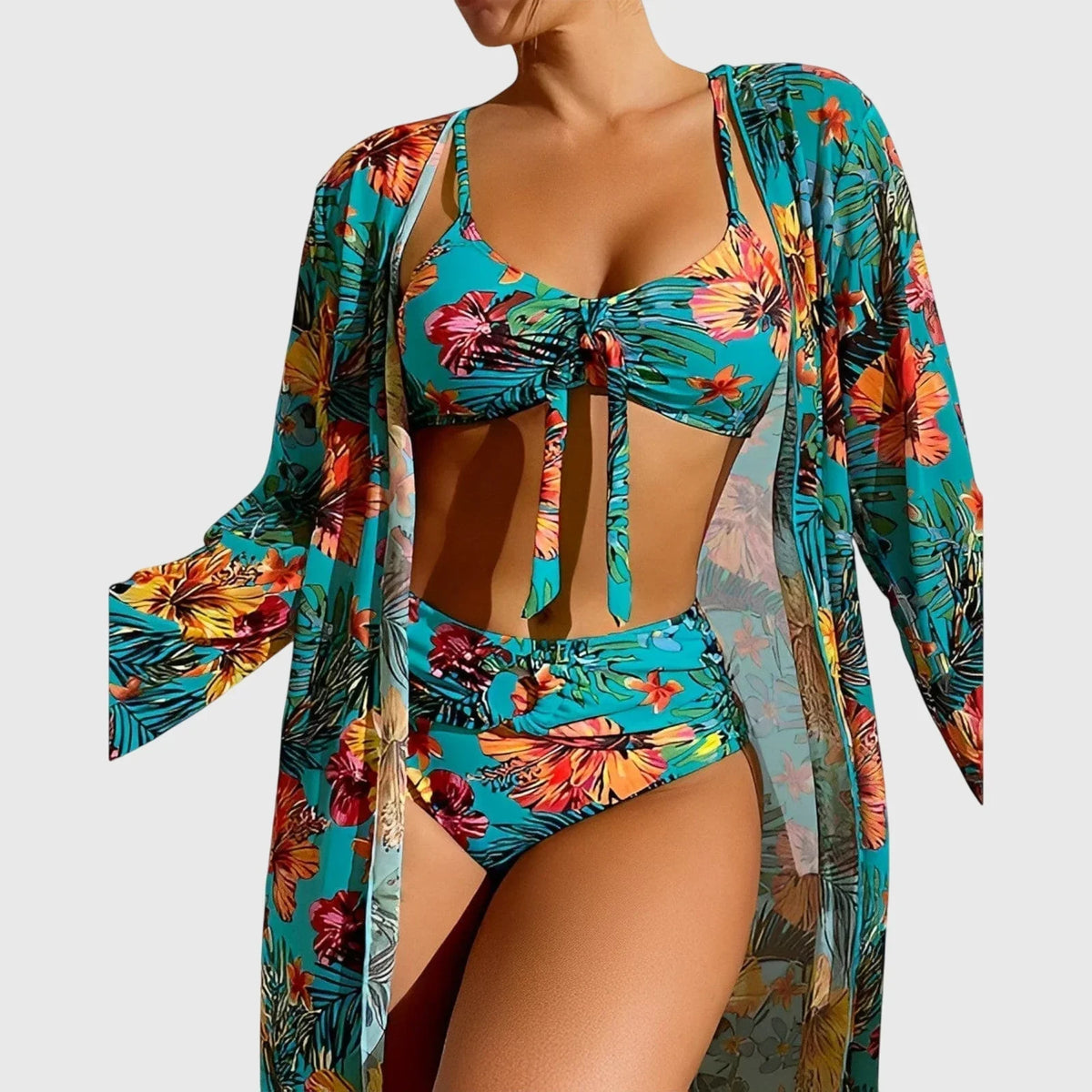 Catherine – Tropical Bikini Set with Cover-Up