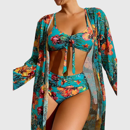 Catherine – Tropical Bikini Set with Cover-Up