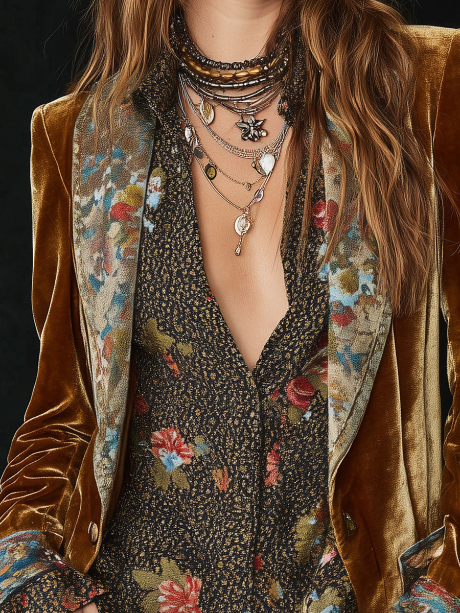 Tara – Velvet Floral Patchwork Blazer