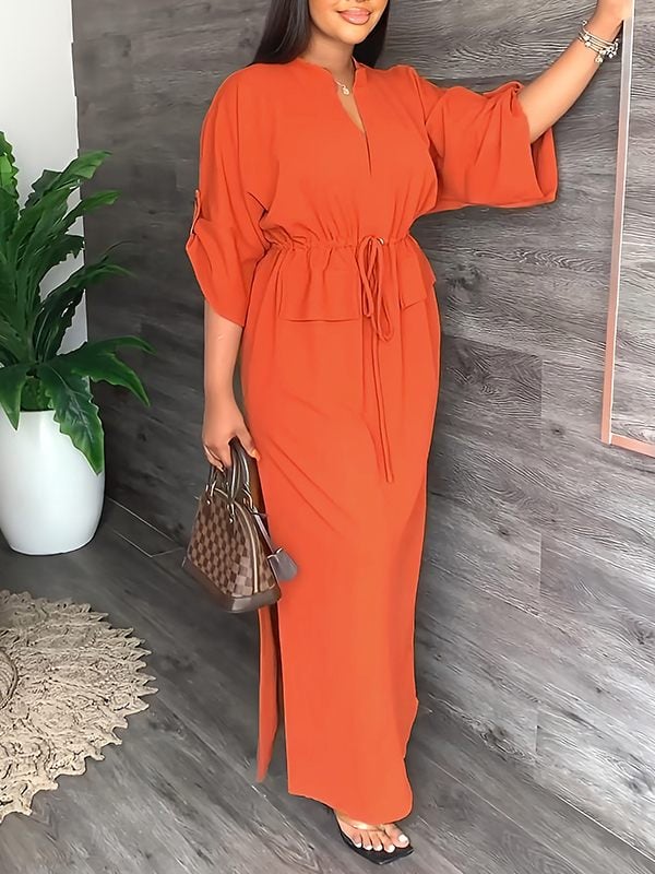Henrietta – Drawstring Waist Maxi Dress