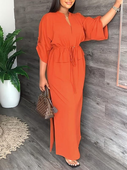 Henrietta – Drawstring Waist Maxi Dress